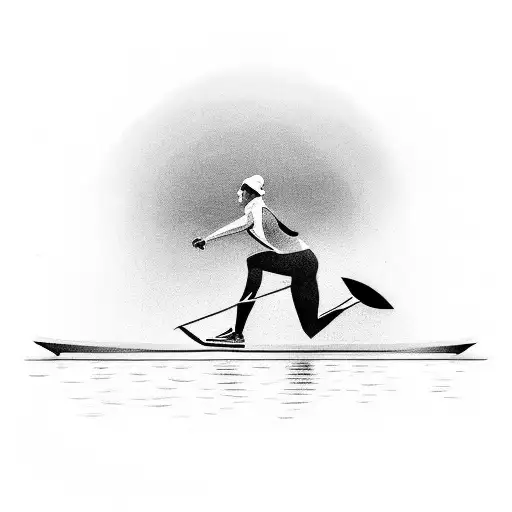 A dynamic silhouette of a canoe sprinter in action tattoo design idea