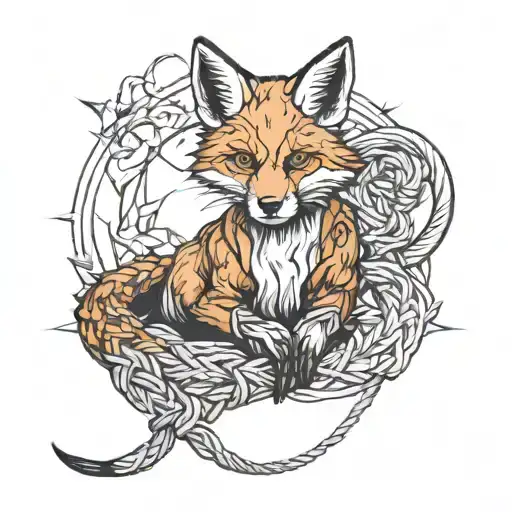 fox shibari tied tattoo design idea