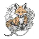 fox shibari tied tattoo design idea