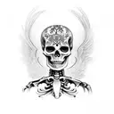 skeleton with black wings tattoo design idea