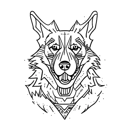 feral dog  tattoo design idea