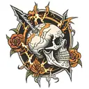 Skull and lightning bolts tattoo design idea
