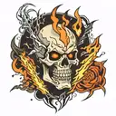 Skull and lightning bolts tattoo design idea