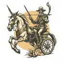 Don Quixote with windmill with numbers 193 and 188 tattoo design idea