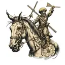 Don Quixote with windmill with numbers 193 and 188 tattoo design idea