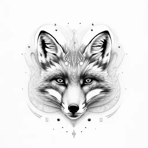 side view of fox made out of fractals tattoo design idea