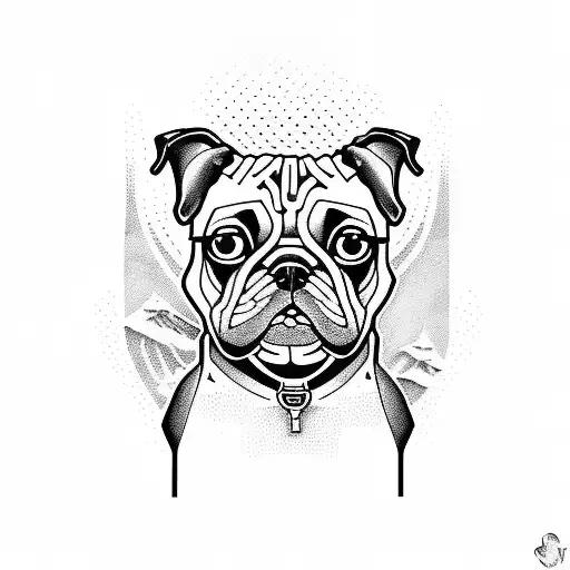 A trail runner with a pug and a Doberman running alongside tattoo design idea