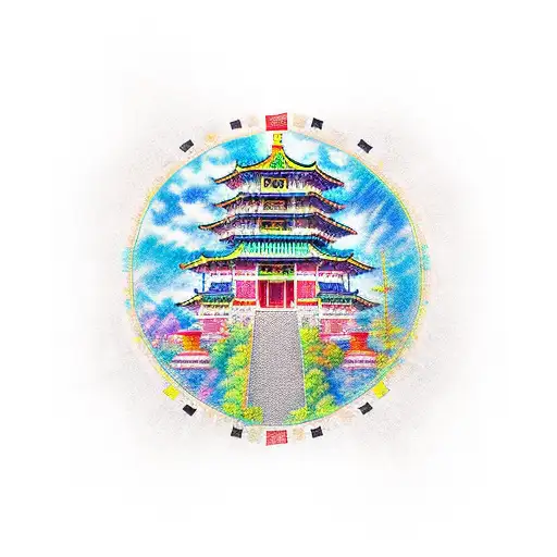 templo chino tattoo design idea