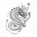 dragón japones con flores tattoo design idea