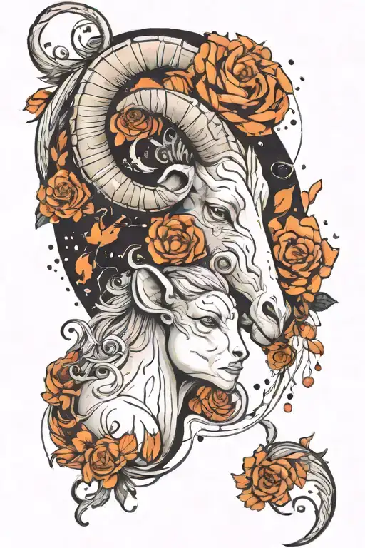 I want to design a tattoo that represents my relationship with my girlfriend. She is an Aries, and I am a Sagittarius, b tattoo design idea