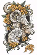 I want to design a tattoo that represents my relationship with my girlfriend. She is an Aries, and I am a Sagittarius, b tattoo design idea
