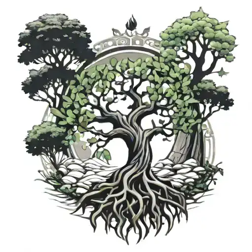 HxH world tree tattoo design idea
