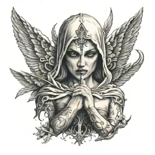 evil angel tattoo design idea
