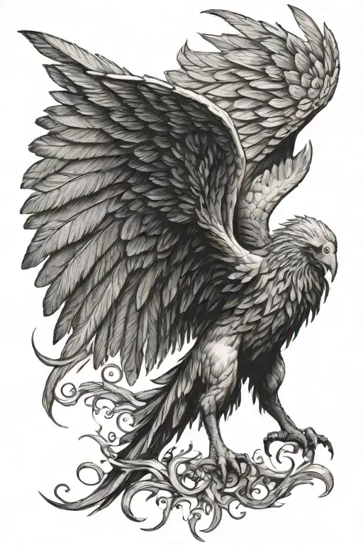 evil angel  stand Up with big wings tattoo design idea