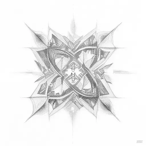 2 point that meet in the middle of a vortex tattoo design idea