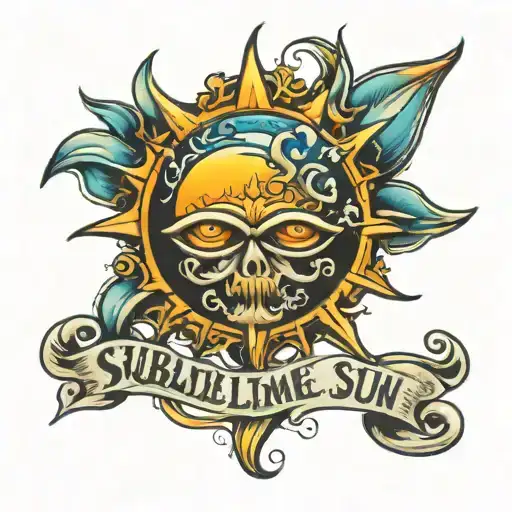 sublime sun logo surrounded tattoo design idea