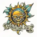 sublime sun logo surrounded tattoo design idea