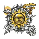 sublime sun logo surrounded tattoo design idea