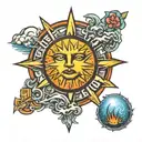sublime sun logo surrounded tattoo design idea