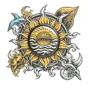 sublime sun logo surrounded tattoo design idea
