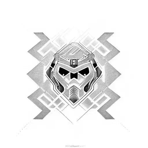 The words "RVO x 1111" in a cyber sigilism style  tattoo design idea