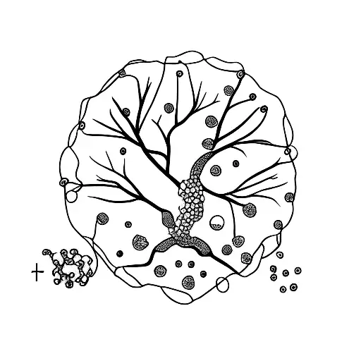 protein molecule with plam tree tattoo design idea