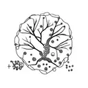 protein molecule with plam tree tattoo design idea