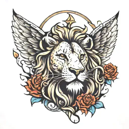 RESURRECTION WITH A LION FACE   tattoo design idea