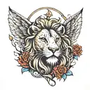 RESURRECTION WITH A LION FACE   tattoo design idea