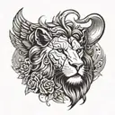 RESURRECTION WITH A LION FACE   tattoo design idea