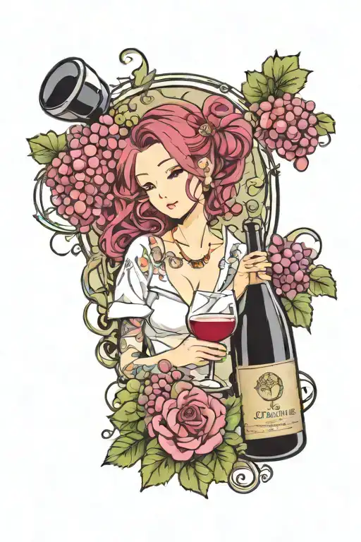 wine travel music tattoo design idea