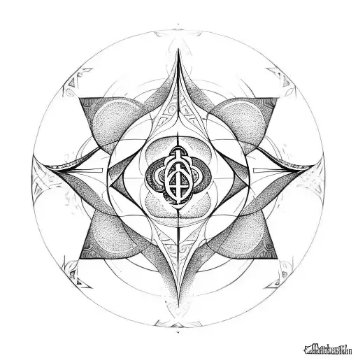 sacred geometry with king Solomon seals tattoo design idea