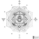 sacred geometry with king Solomon seals tattoo design idea