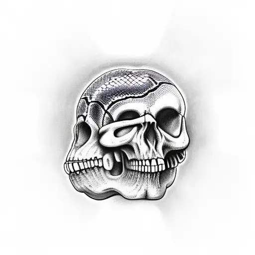 snake crawling out of skull tattoo design idea