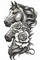 horse with flower tattoo design idea