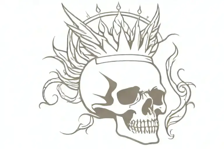 phoenix rising crushing skull wearing a crown tattoo design idea