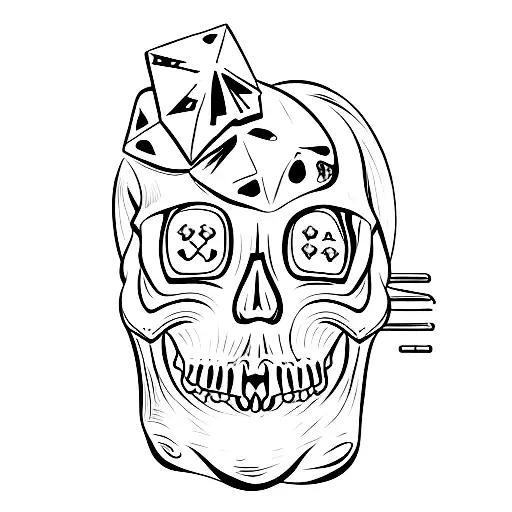 Skull dice death tattoo design idea