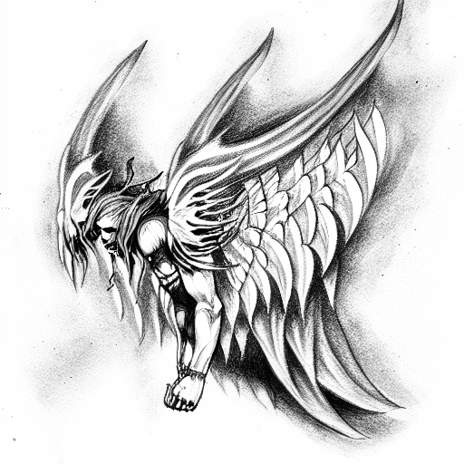 demon and angel wings tattoo design idea
