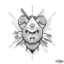 Simple cartoon character tattoo design idea