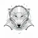 A minimalist sketch of a wolf in a war helmet, embodying the spirit of a warrior tattoo design idea