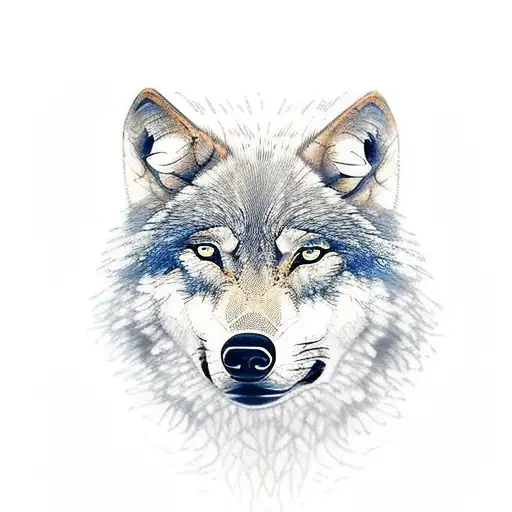 wolf with Mandela and flowers  tattoo design idea