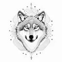 wolf with Mandela and flowers  tattoo design idea