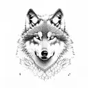 wolf with Mandela and flowers  tattoo design idea