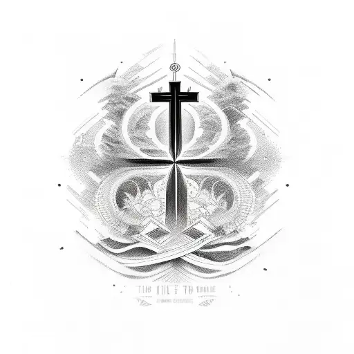 The words "One More Day" and some kind of cool pattern with a predominate Christian Cross tattoo design idea