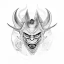 oni mask split in half tattoo design idea
