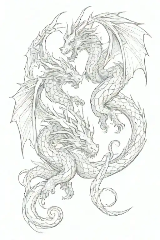 Twin dragons going tattoo design idea