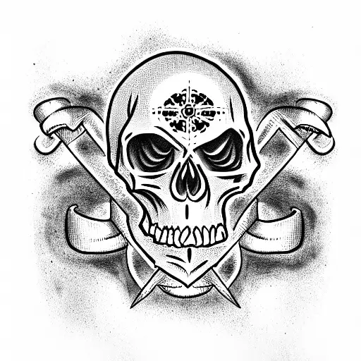 Skull with crossbones tattoo design idea