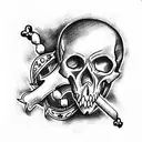Skull with crossbones tattoo design idea
