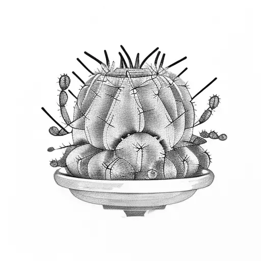 cactus growing out of wine glass tattoo design idea