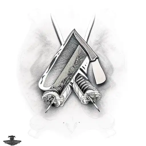Bowie knife stuck in corral  tattoo design idea